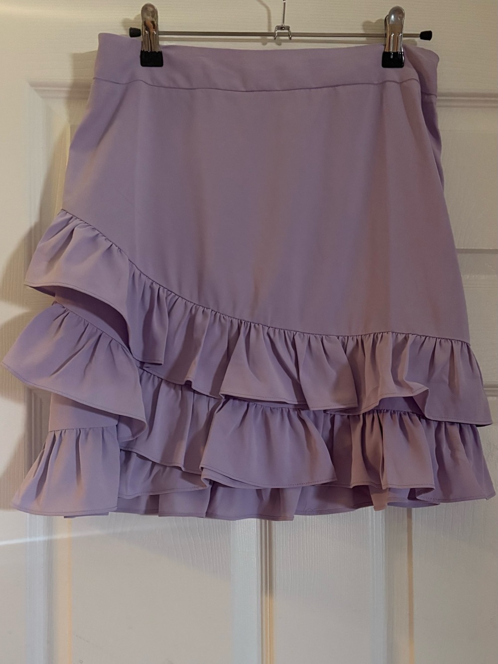Boohoo Lavender Ruffle Hem Mini Skirt